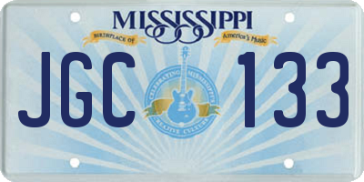 MS license plate JGC133