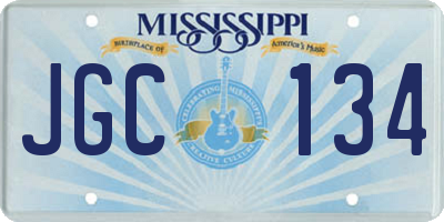 MS license plate JGC134