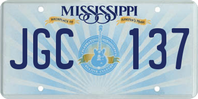 MS license plate JGC137