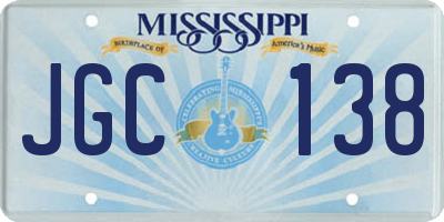 MS license plate JGC138