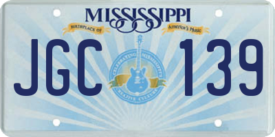 MS license plate JGC139