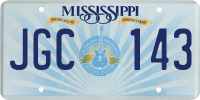 MS license plate JGC143