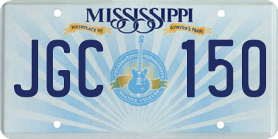 MS license plate JGC150