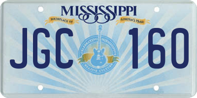 MS license plate JGC160