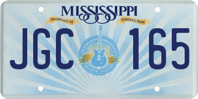 MS license plate JGC165