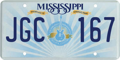 MS license plate JGC167