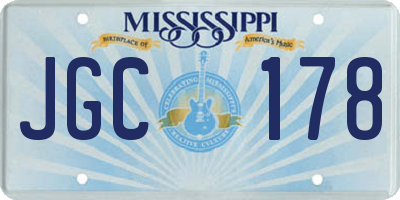 MS license plate JGC178