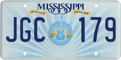 MS license plate JGC179