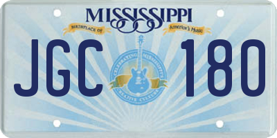 MS license plate JGC180