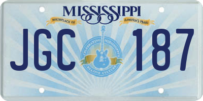 MS license plate JGC187