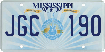 MS license plate JGC190
