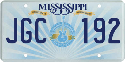 MS license plate JGC192