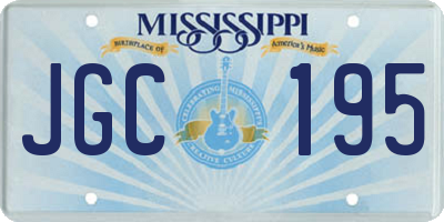 MS license plate JGC195
