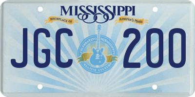MS license plate JGC200