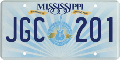 MS license plate JGC201