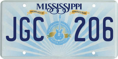 MS license plate JGC206