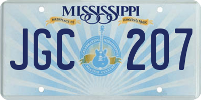 MS license plate JGC207