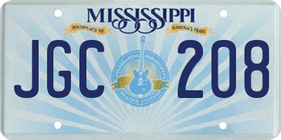 MS license plate JGC208