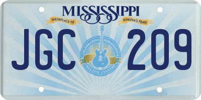 MS license plate JGC209