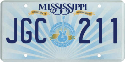 MS license plate JGC211