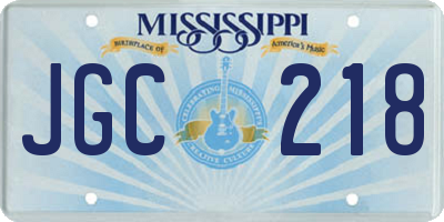 MS license plate JGC218