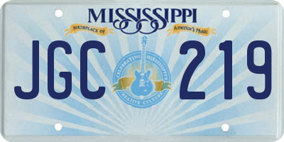 MS license plate JGC219