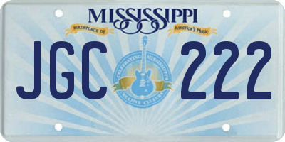 MS license plate JGC222