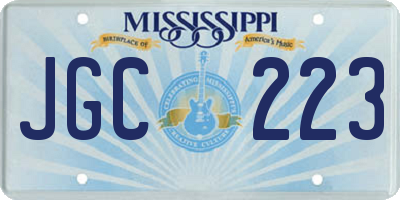 MS license plate JGC223