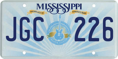 MS license plate JGC226
