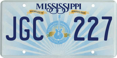 MS license plate JGC227