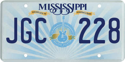 MS license plate JGC228