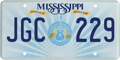 MS license plate JGC229