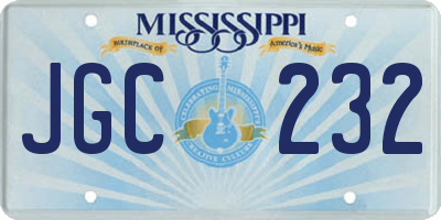 MS license plate JGC232