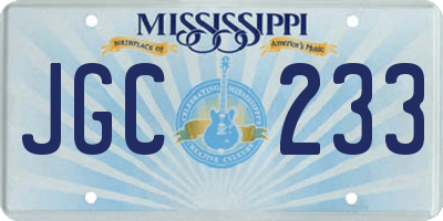 MS license plate JGC233