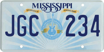 MS license plate JGC234