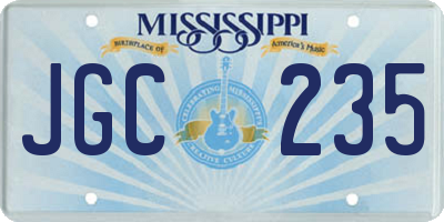 MS license plate JGC235