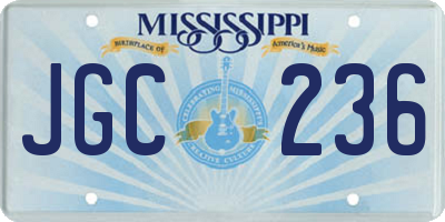 MS license plate JGC236