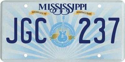 MS license plate JGC237