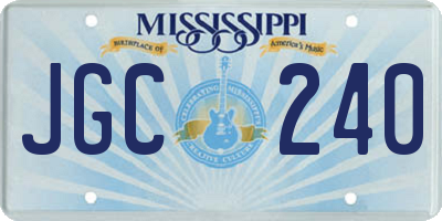 MS license plate JGC240