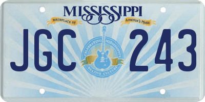 MS license plate JGC243