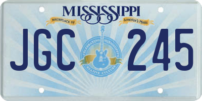 MS license plate JGC245