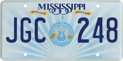MS license plate JGC248