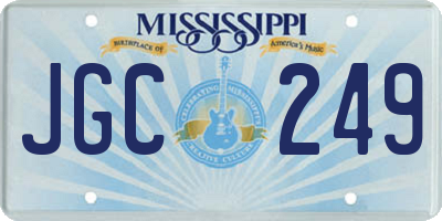 MS license plate JGC249
