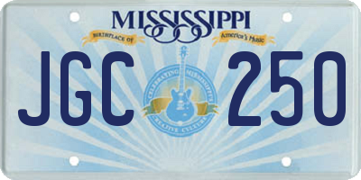MS license plate JGC250