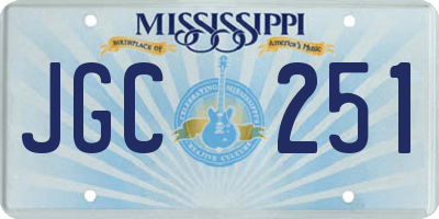 MS license plate JGC251