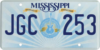 MS license plate JGC253