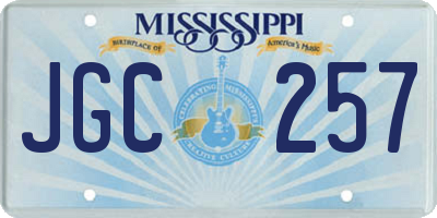 MS license plate JGC257