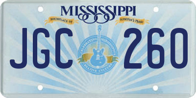 MS license plate JGC260