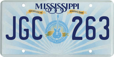 MS license plate JGC263