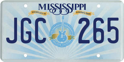 MS license plate JGC265